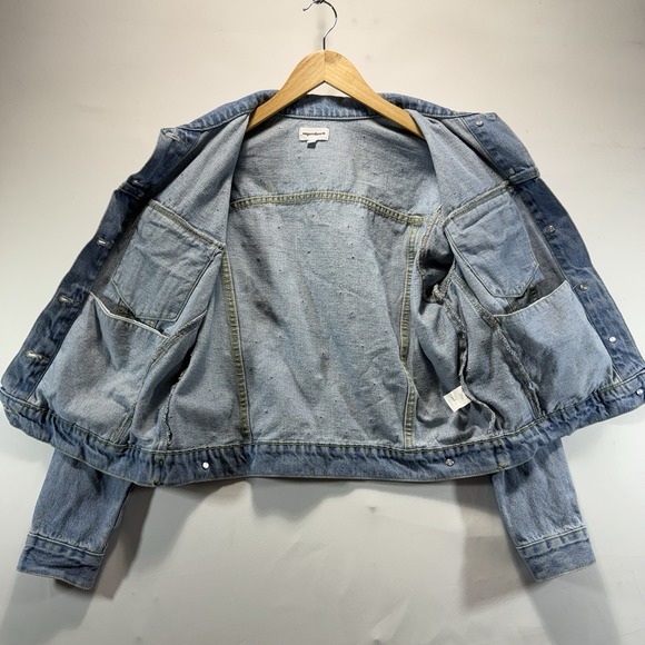 Denim Jacket Pearl Accent Superdown Trucker Cowboy Light Wash Womens XXS - Picture 13 of 13